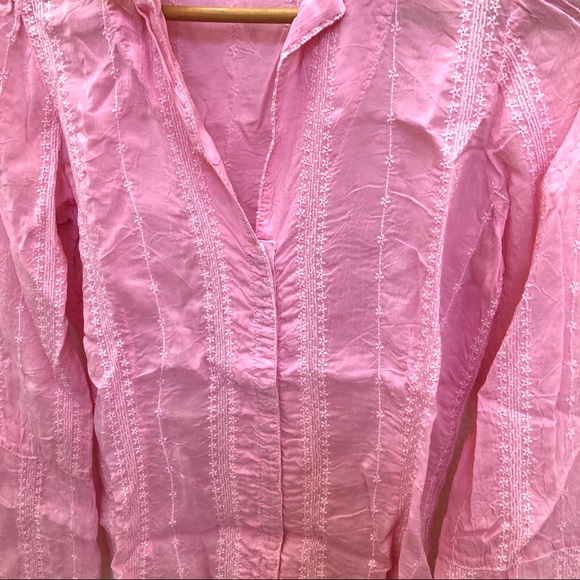Johnny Was Pink Embroidered Button Down Blouse XS - Picture 4 of 13